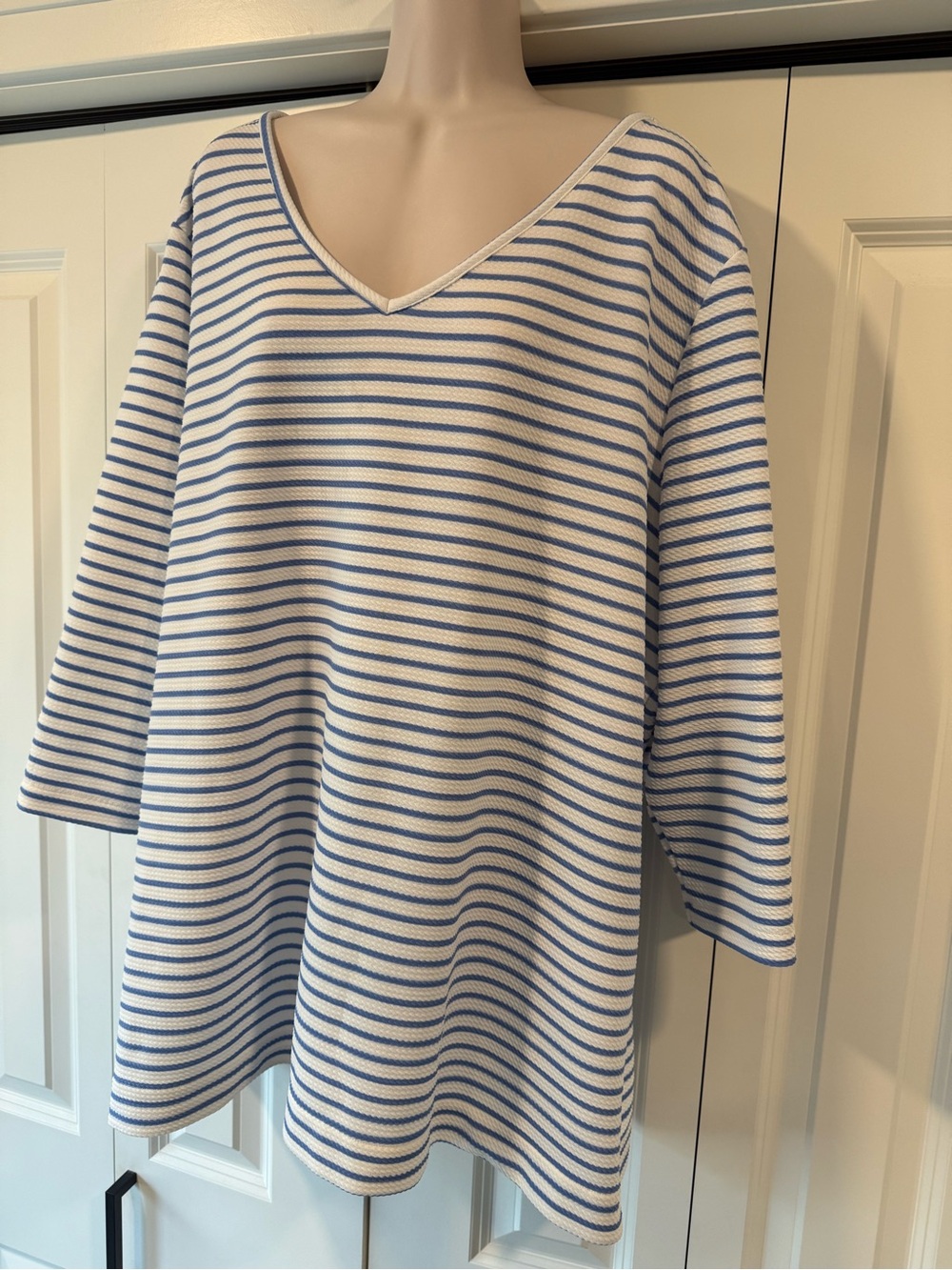 Coral Bay blue stripe tunic top shirt 2x beachy nautical